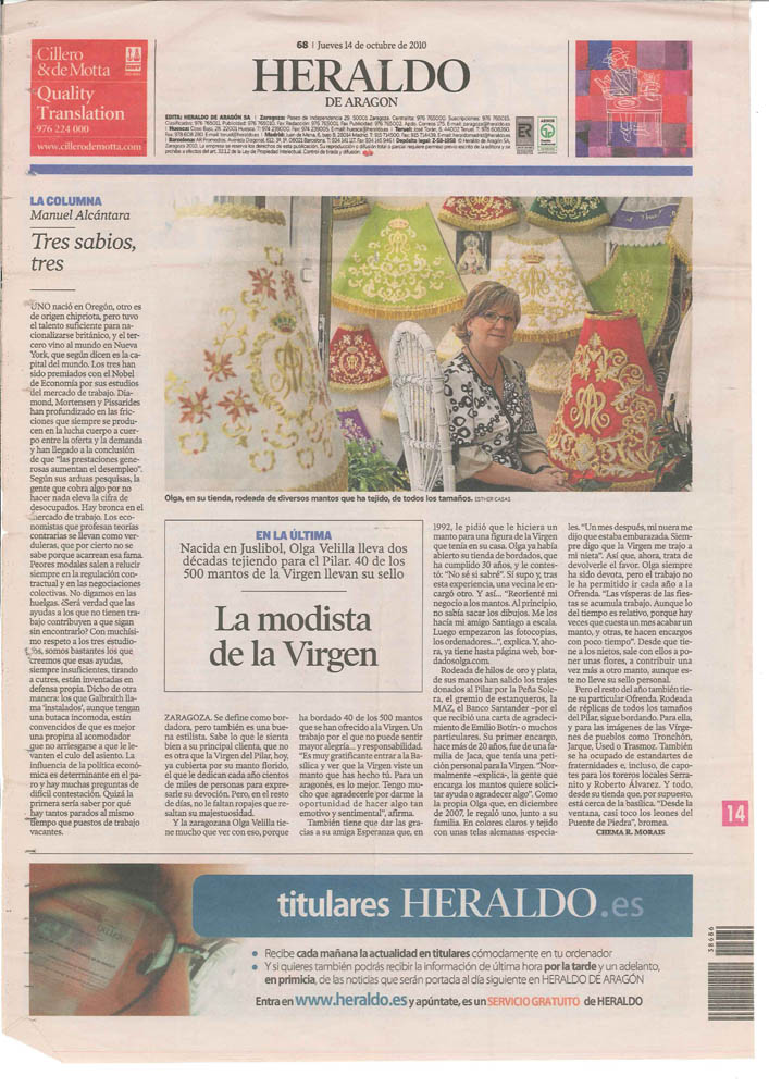 Entrevista Heraldo de Aragón 14-10-2010